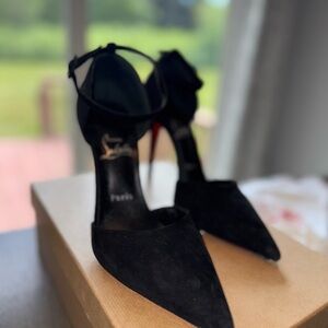 Christian Louboutin Astrids Bride Black Suede Heels